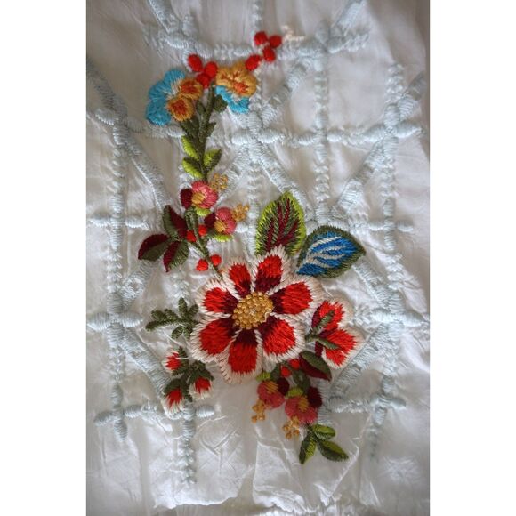 Johnny Was Women's Sz M White Floral Embroidered Tunic Blouse - Picture 8 of 11